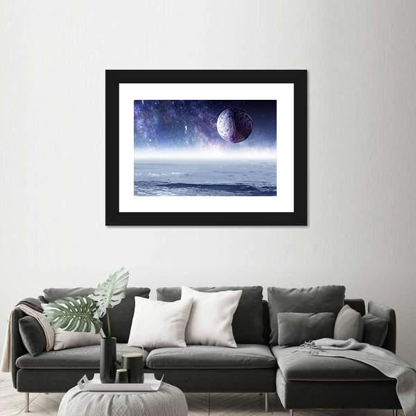 Space Planets And Starry Sky Canvas Wall Art-3 Horizontal-Gallery Wrap-25" x 16"-Tiaracle