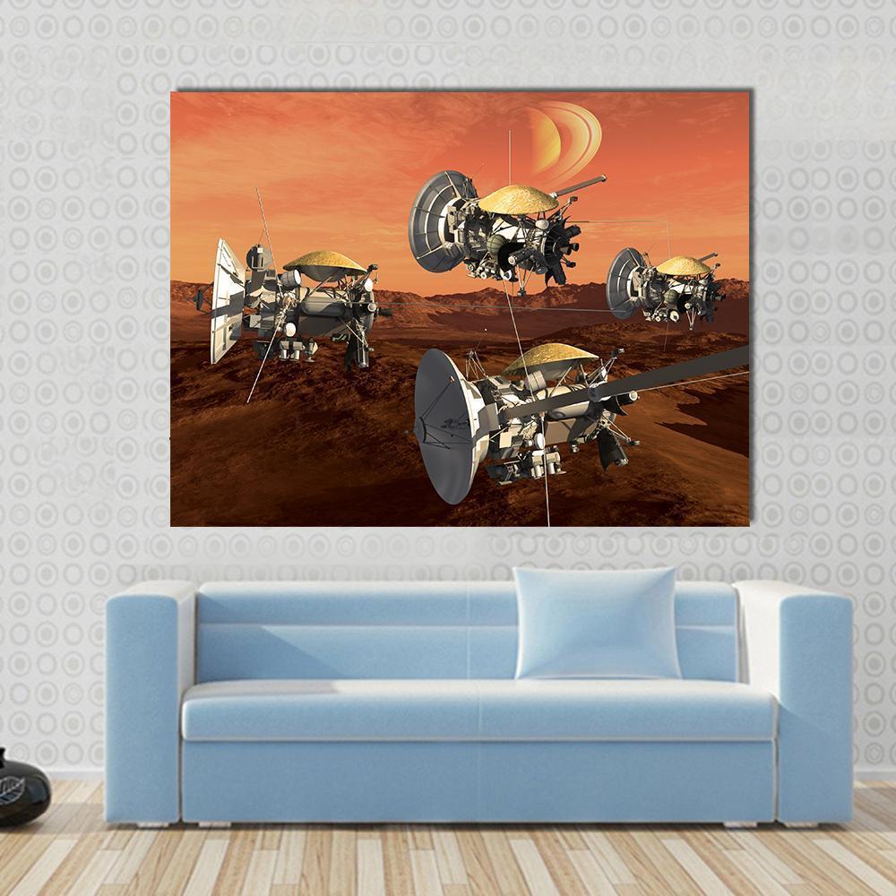 Spacecraft Probes On Mars Canvas Wall Art-1 Piece-Gallery Wrap-48" x 32"-Tiaracle