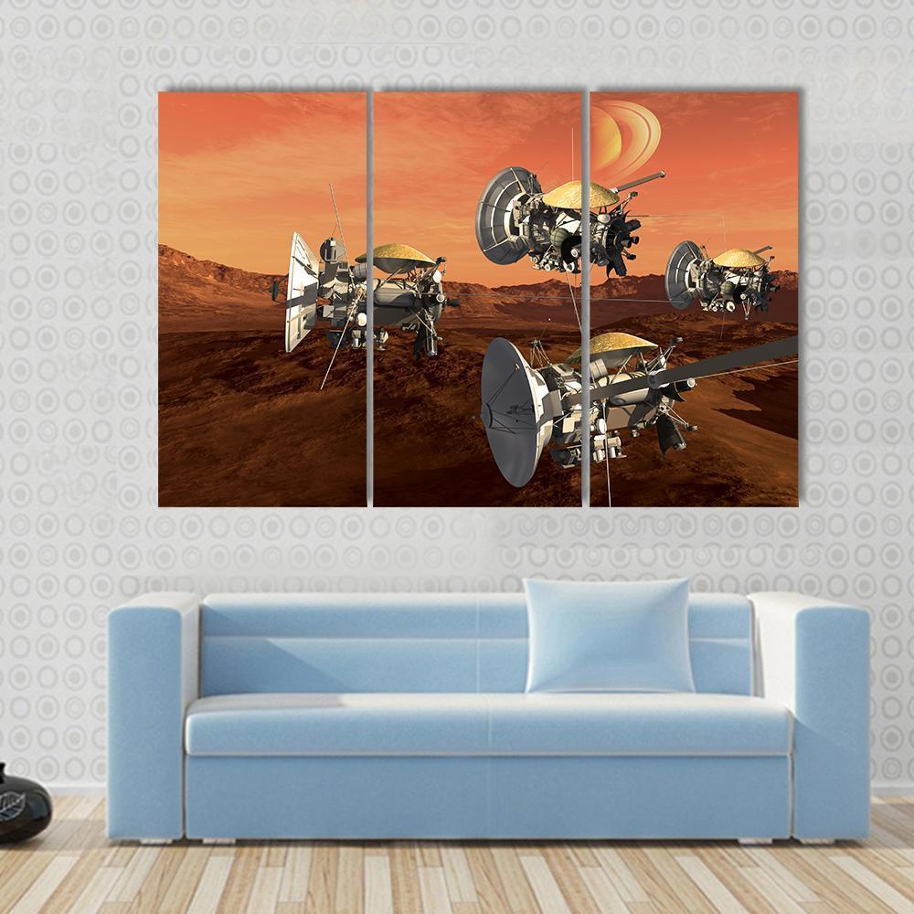 Spacecraft Probes On Mars Canvas Wall Art-3 Horizontal-Gallery Wrap-37" x 24"-Tiaracle