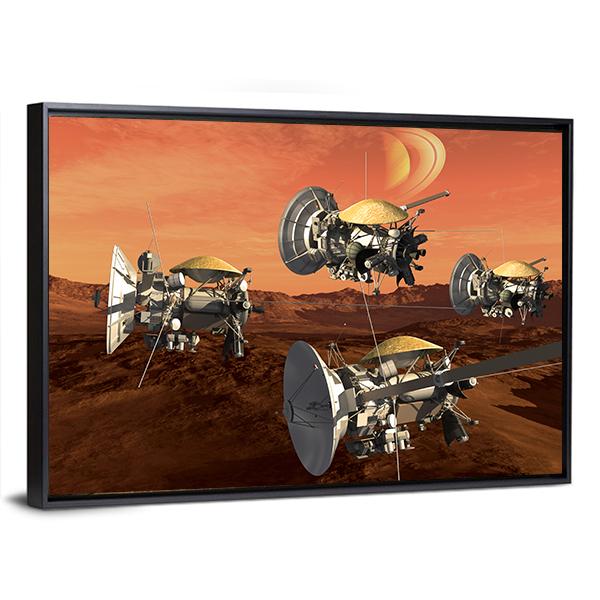 Spacecraft Probes On Mars Canvas Wall Art-3 Horizontal-Gallery Wrap-25" x 16"-Tiaracle