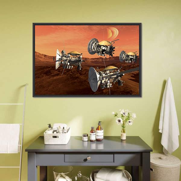 Spacecraft Probes On Mars Canvas Wall Art-3 Horizontal-Gallery Wrap-25" x 16"-Tiaracle