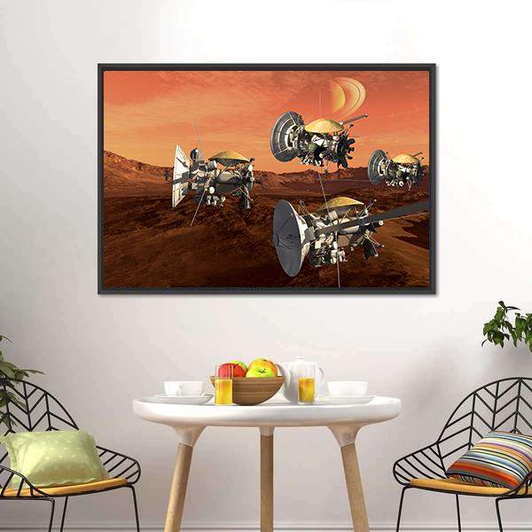 Spacecraft Probes On Mars Canvas Wall Art-1 Piece-Floating Frame-24" x 16"-Tiaracle