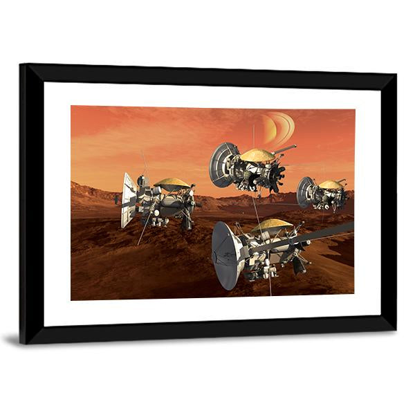 Spacecraft Probes On Mars Canvas Wall Art-3 Horizontal-Gallery Wrap-25" x 16"-Tiaracle