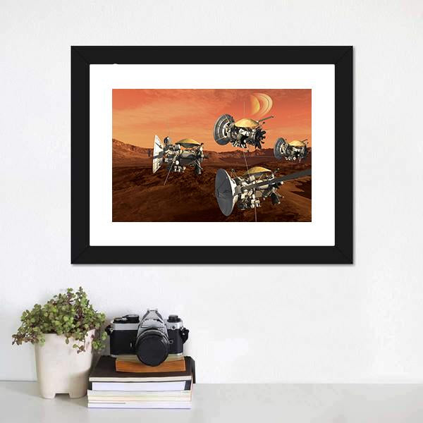 Spacecraft Probes On Mars Canvas Wall Art-3 Horizontal-Gallery Wrap-25" x 16"-Tiaracle