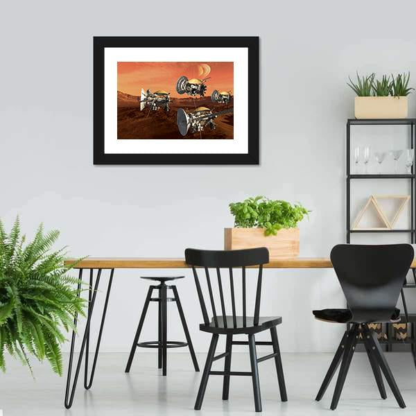 Spacecraft Probes On Mars Canvas Wall Art-3 Horizontal-Gallery Wrap-25" x 16"-Tiaracle