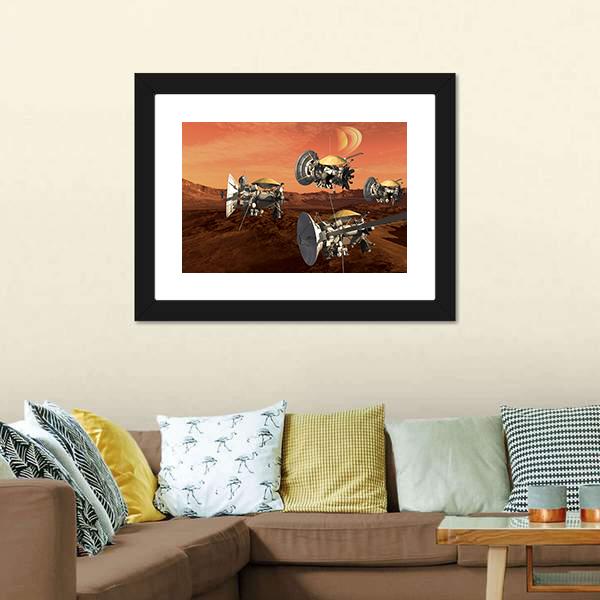 Spacecraft Probes On Mars Canvas Wall Art-1 Piece-Framed Print-20" x 16"-Tiaracle