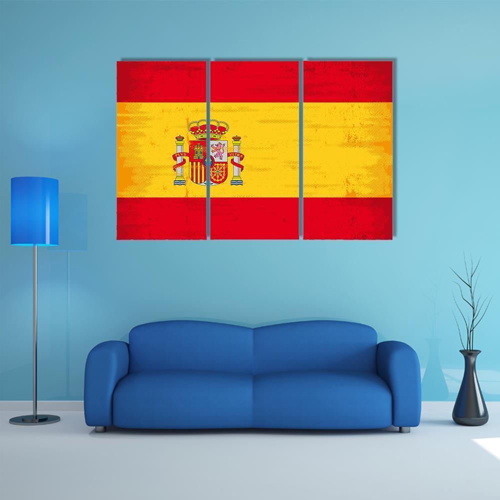 Spain Flag Canvas Wall Art-3 Horizontal-Gallery Wrap-37" x 24"-Tiaracle