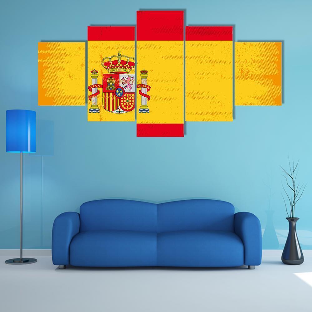 Spain Flag Canvas Wall Art-5 Star-Gallery Wrap-62" x 32"-Tiaracle