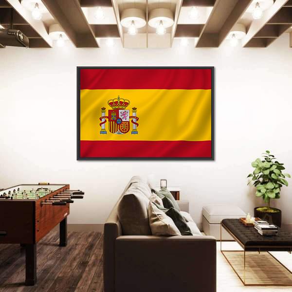 Spain National Flag Canvas Wall Art-3 Horizontal-Gallery Wrap-25" x 16"-Tiaracle