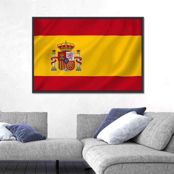Spain National Flag Canvas Wall Art-3 Horizontal-Gallery Wrap-25" x 16"-Tiaracle