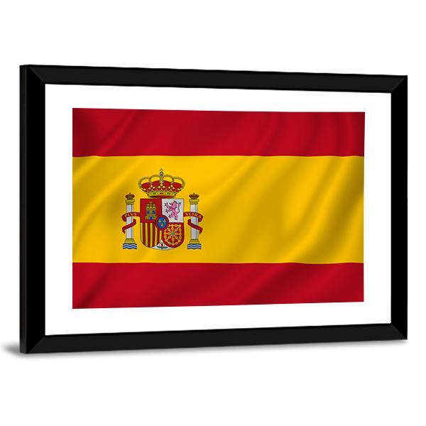Spain National Flag Canvas Wall Art-3 Horizontal-Gallery Wrap-25" x 16"-Tiaracle