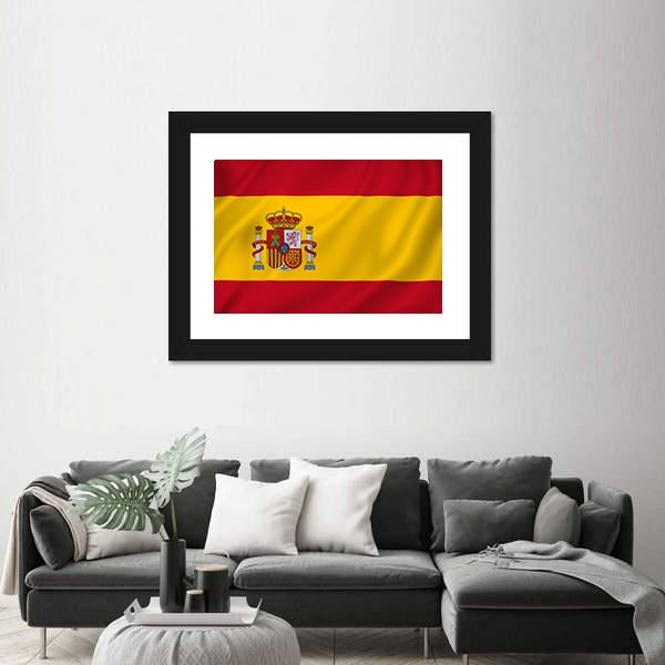 Spain National Flag Canvas Wall Art-3 Horizontal-Gallery Wrap-25" x 16"-Tiaracle