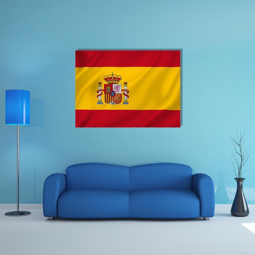 Spain National Flag Canvas Wall Art-1 Piece-Gallery Wrap-48" x 32"-Tiaracle