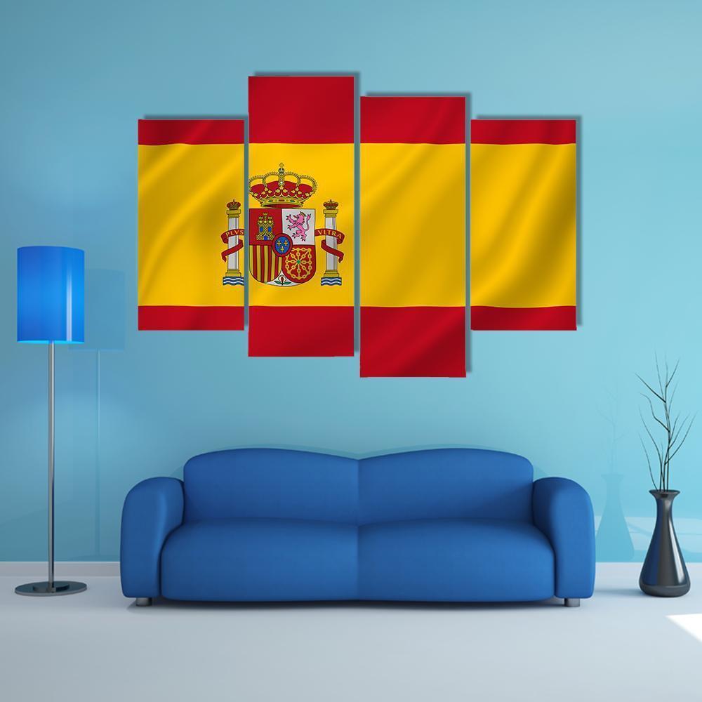 Spain National Flag Canvas Wall Art-4 Pop-Gallery Wrap-50" x 32"-Tiaracle