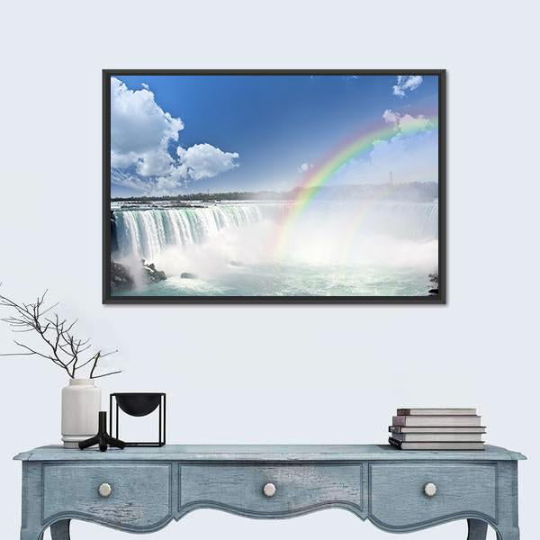 Spectacular Rainbows At Canadian Side Of Niagara Falls Canvas Wall Art-1 Piece-Floating Frame-24" x 16"-Tiaracle