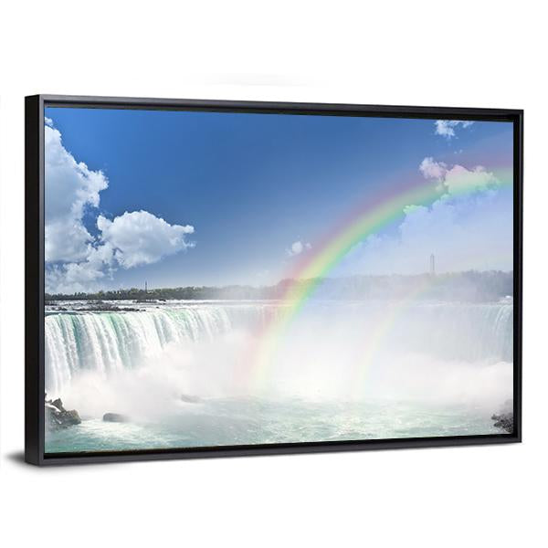 Spectacular Rainbows At Canadian Side Of Niagara Falls Canvas Wall Art-3 Horizontal-Gallery Wrap-25" x 16"-Tiaracle