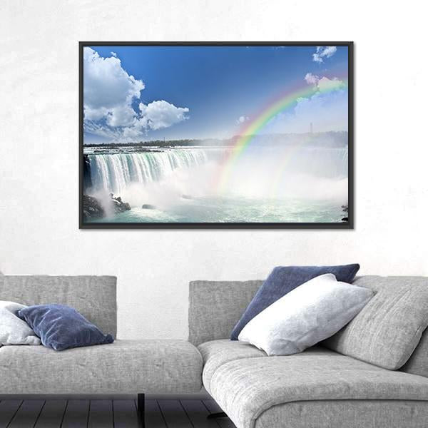 Spectacular Rainbows At Canadian Side Of Niagara Falls Canvas Wall Art-3 Horizontal-Gallery Wrap-25" x 16"-Tiaracle