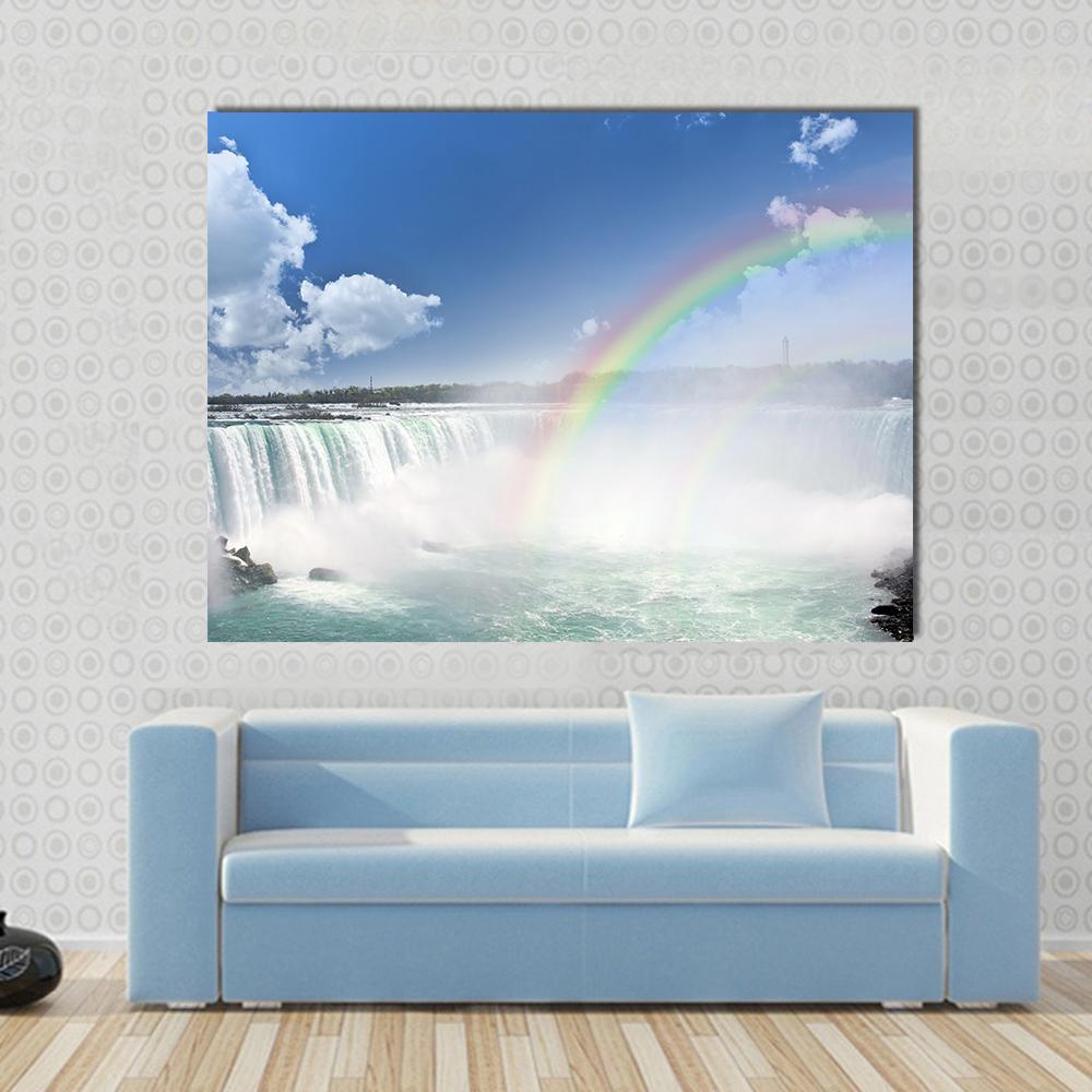 Spectacular Rainbows At Canadian Side Of Niagara Falls Canvas Wall Art-1 Piece-Gallery Wrap-48" x 32"-Tiaracle