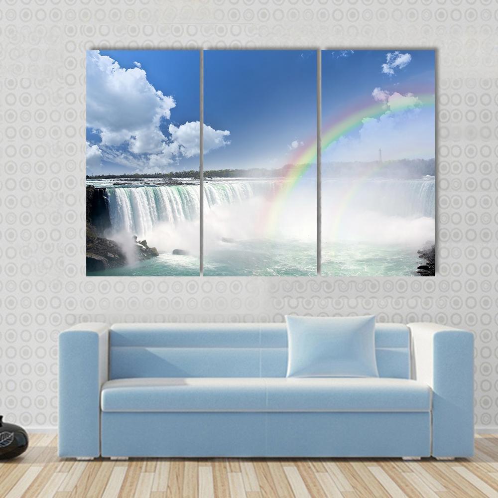 Spectacular Rainbows At Canadian Side Of Niagara Falls Canvas Wall Art-3 Horizontal-Gallery Wrap-37" x 24"-Tiaracle