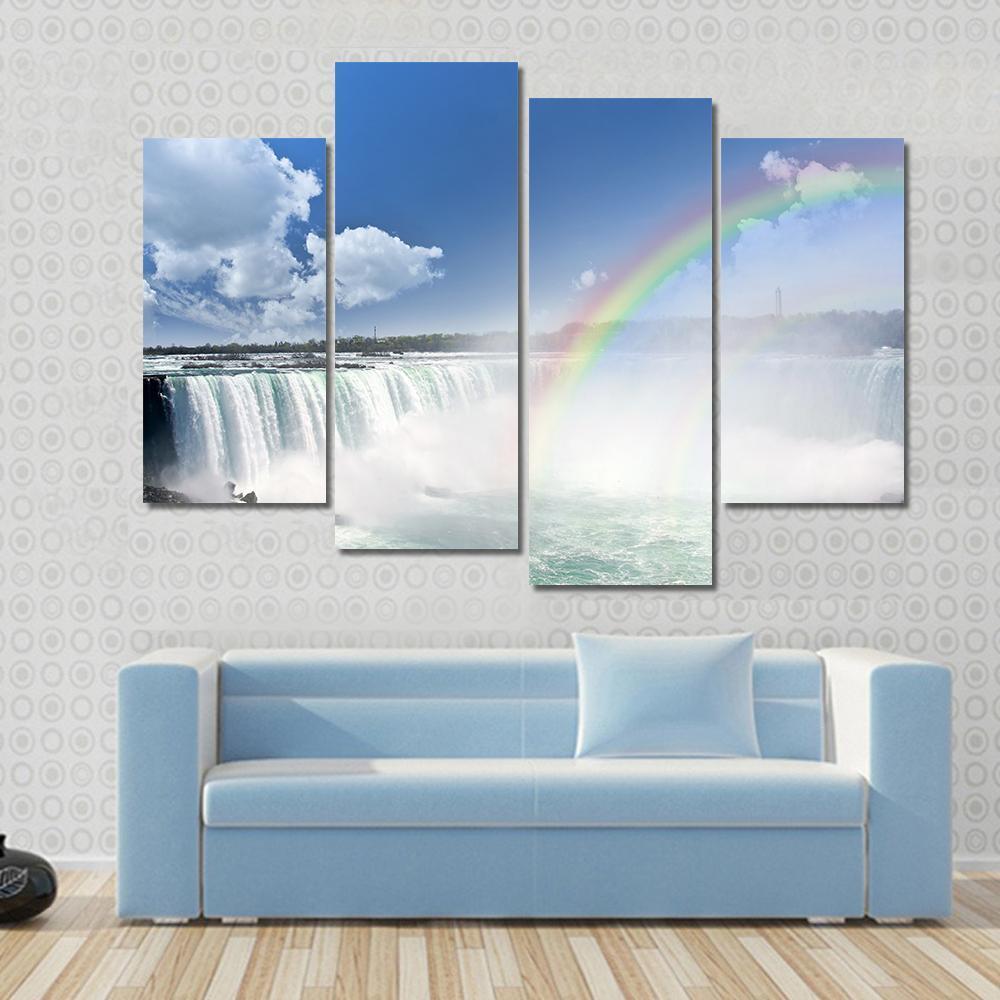 Spectacular Rainbows At Canadian Side Of Niagara Falls Canvas Wall Art-4 Pop-Gallery Wrap-50" x 32"-Tiaracle