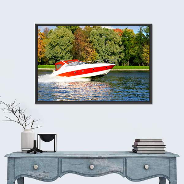 Speed Boat Fast And Furious Canvas Wall Art-1 Piece-Floating Frame-24" x 16"-Tiaracle