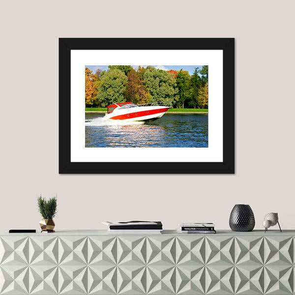 Speed Boat Fast And Furious Canvas Wall Art-1 Piece-Framed Print-20" x 16"-Tiaracle