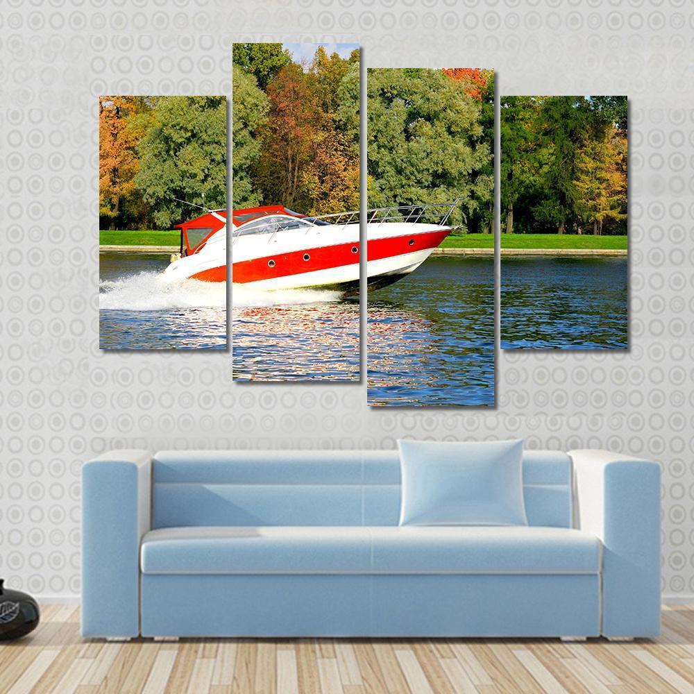 Speed Boat Fast And Furious Canvas Wall Art-4 Pop-Gallery Wrap-50" x 32"-Tiaracle