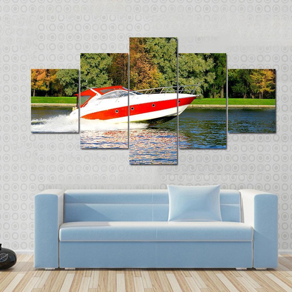 Speed Boat Fast And Furious Canvas Wall Art-5 Star-Gallery Wrap-62" x 32"-Tiaracle