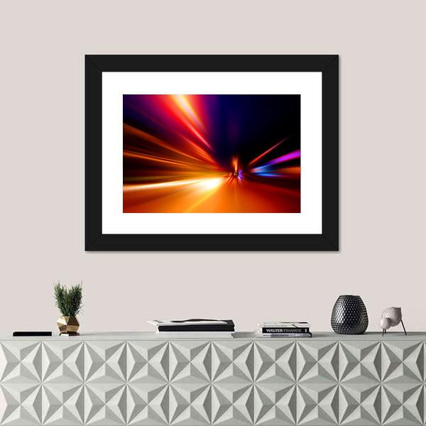 Speed Motion On Night Road Canvas Wall Art-1 Piece-Framed Print-20" x 16"-Tiaracle