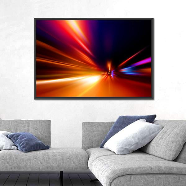 Speed Motion On Night Road Canvas Wall Art-3 Horizontal-Gallery Wrap-25" x 16"-Tiaracle