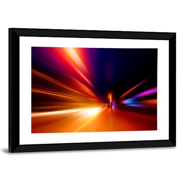 Speed Motion On Night Road Canvas Wall Art-3 Horizontal-Gallery Wrap-25" x 16"-Tiaracle