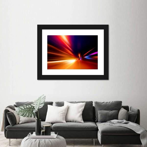 Speed Motion On Night Road Canvas Wall Art-3 Horizontal-Gallery Wrap-25" x 16"-Tiaracle