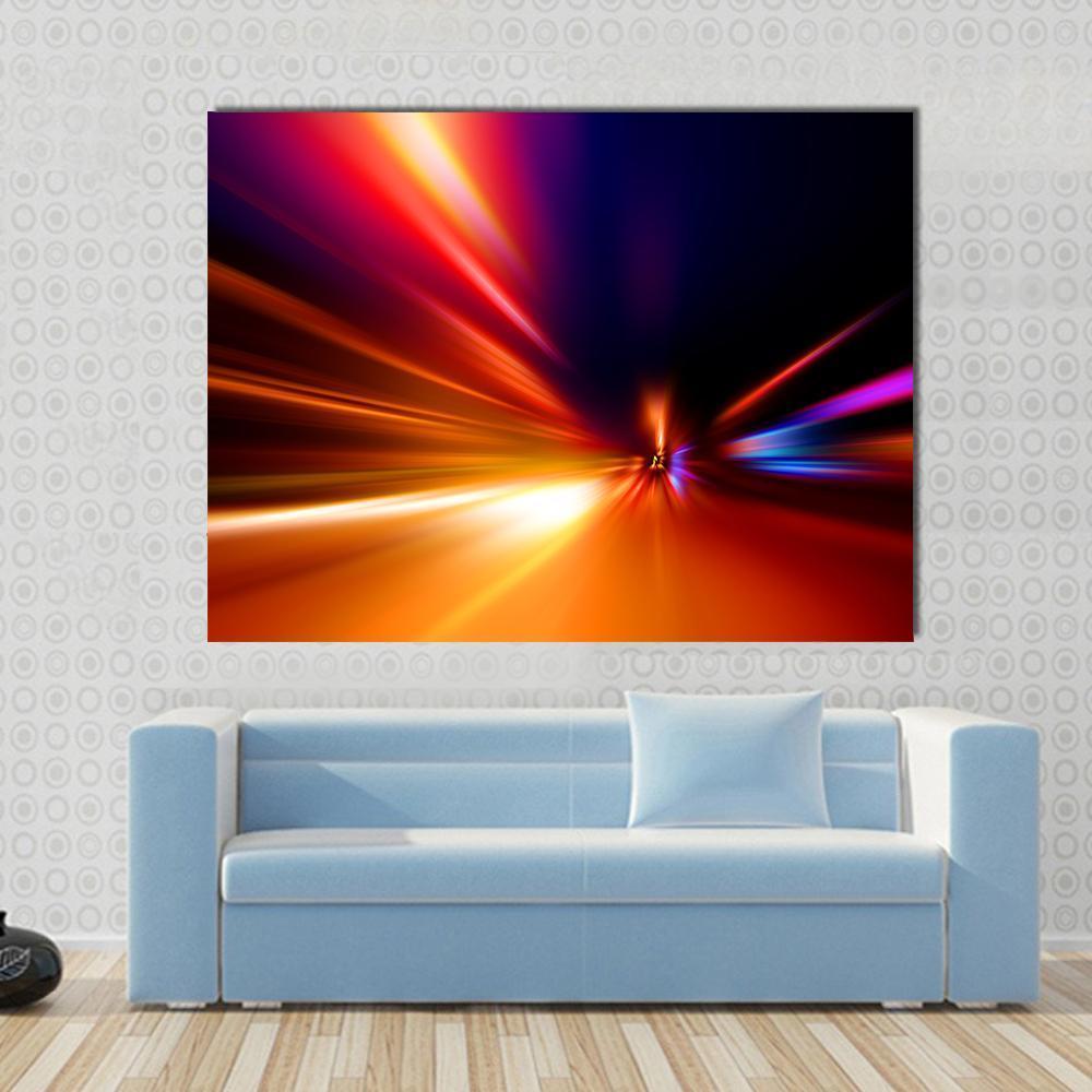 Speed Motion On Night Road Canvas Wall Art-1 Piece-Gallery Wrap-48" x 32"-Tiaracle