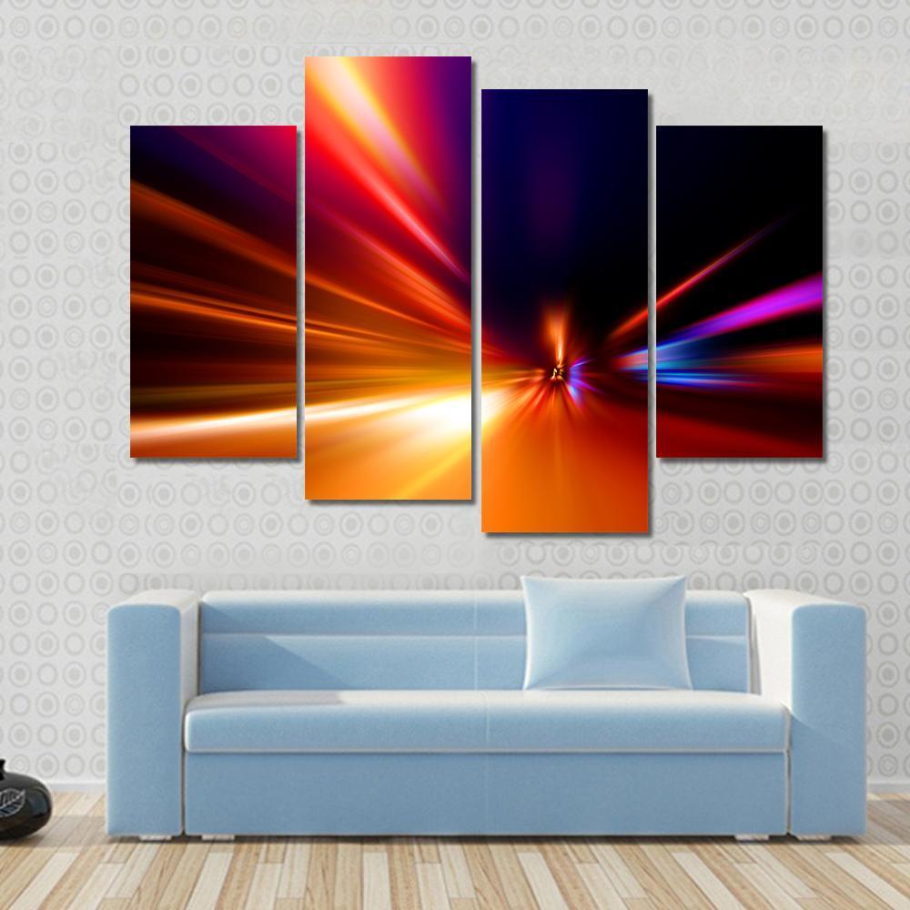 Speed Motion On Night Road Canvas Wall Art-4 Pop-Gallery Wrap-50" x 32"-Tiaracle