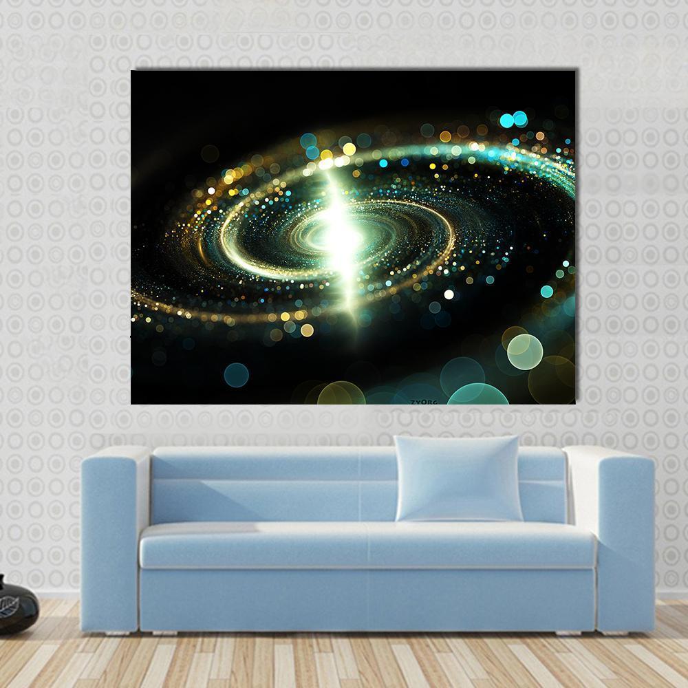 Spiral Galaxy Representation Via Lights Canvas Wall Art-1 Piece-Gallery Wrap-48" x 32"-Tiaracle