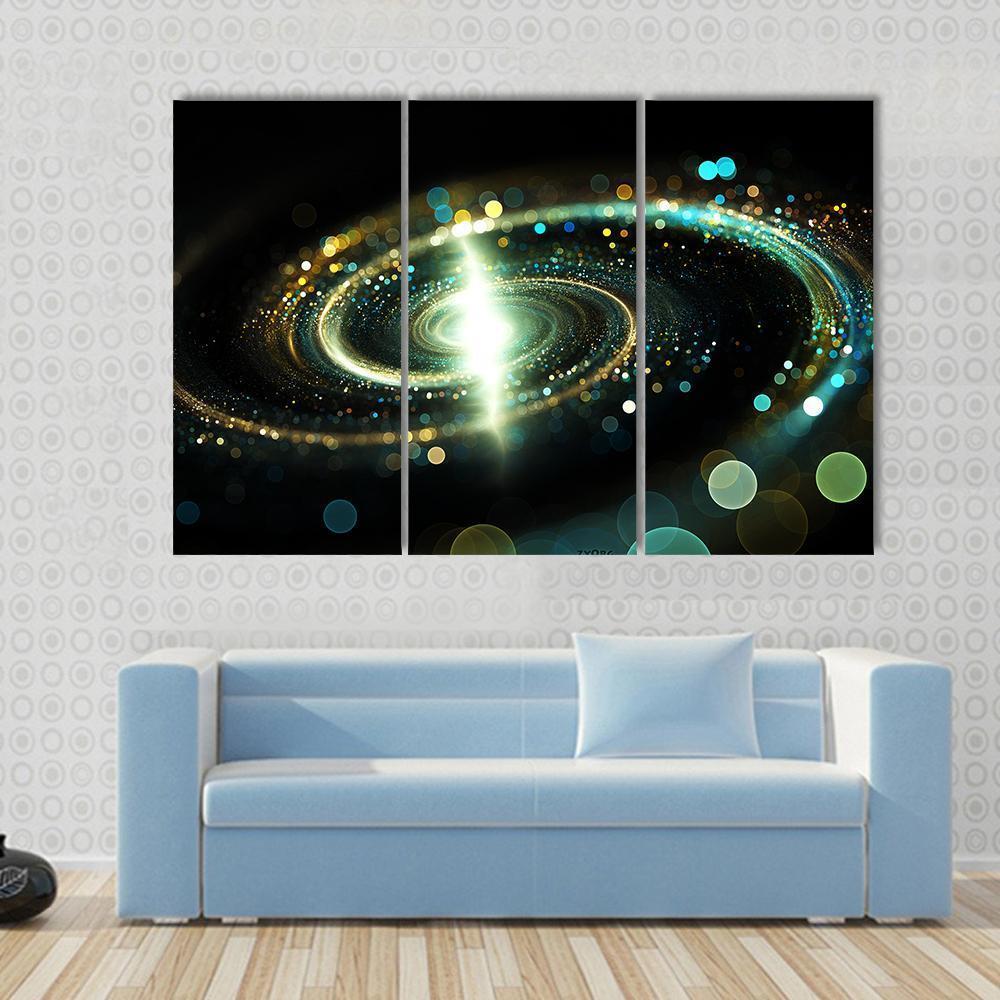 Spiral Galaxy Representation Via Lights Canvas Wall Art-3 Horizontal-Gallery Wrap-37" x 24"-Tiaracle