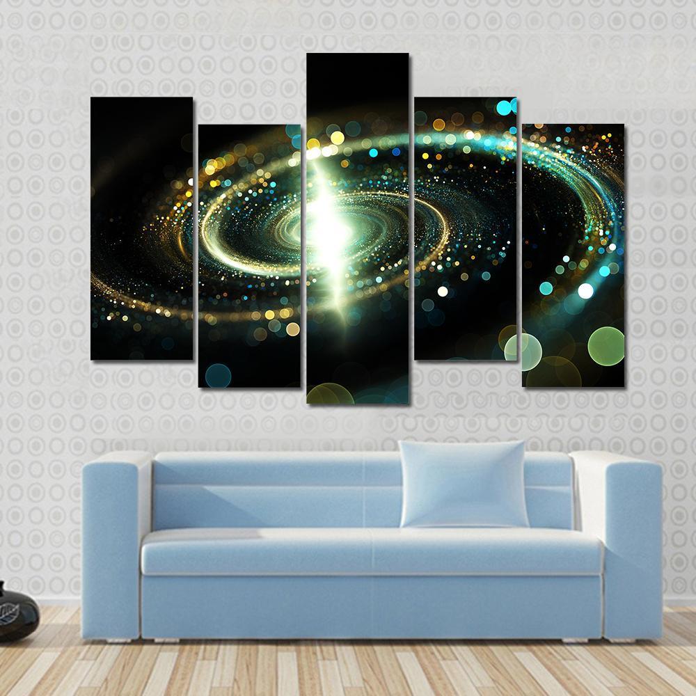 Spiral Galaxy Representation Via Lights Canvas Wall Art-5 Pop-Gallery Wrap-47" x 32"-Tiaracle