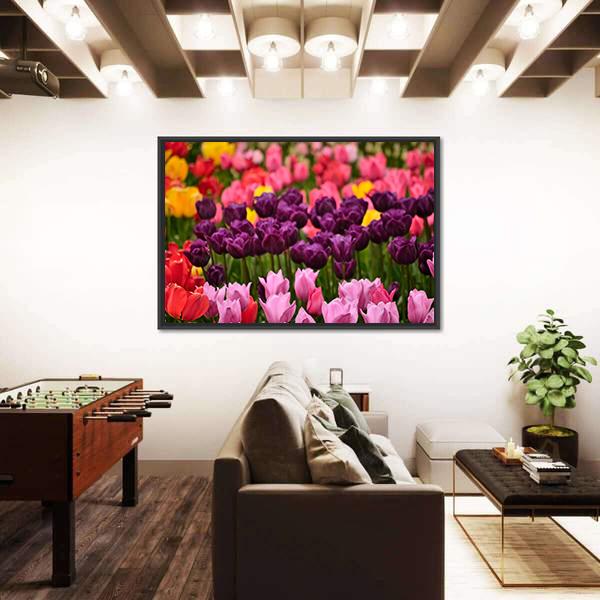 Spring Flower Tulips Canvas Wall Art-3 Horizontal-Gallery Wrap-25" x 16"-Tiaracle