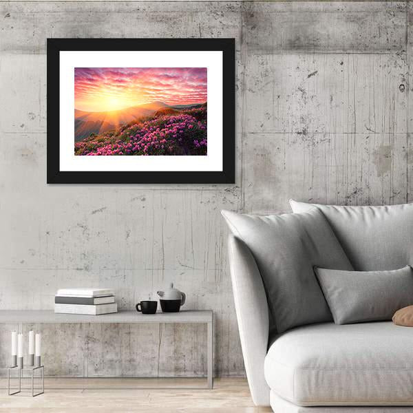 Spring Mountains Landscape & Cloudy Sunset Canvas Wall Art-3 Horizontal-Gallery Wrap-25" x 16"-Tiaracle