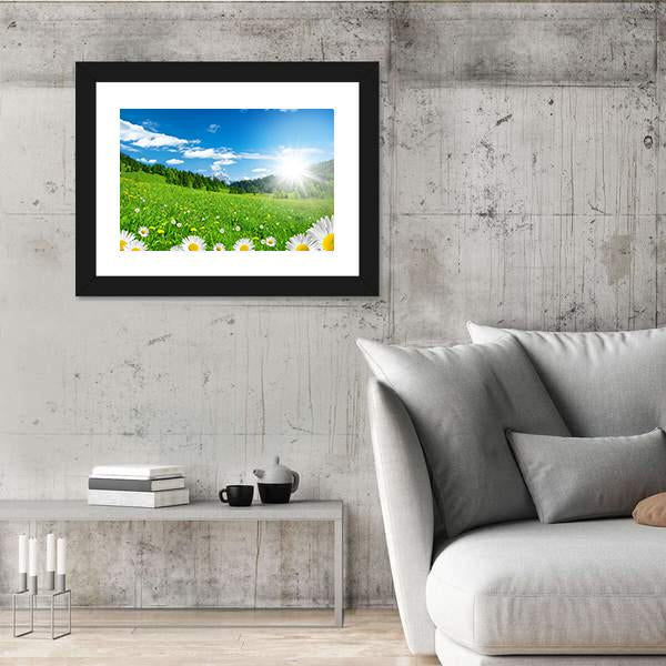 Spring Time In The Alps With Flowers And Sky Canvas Wall Art-3 Horizontal-Gallery Wrap-25" x 16"-Tiaracle