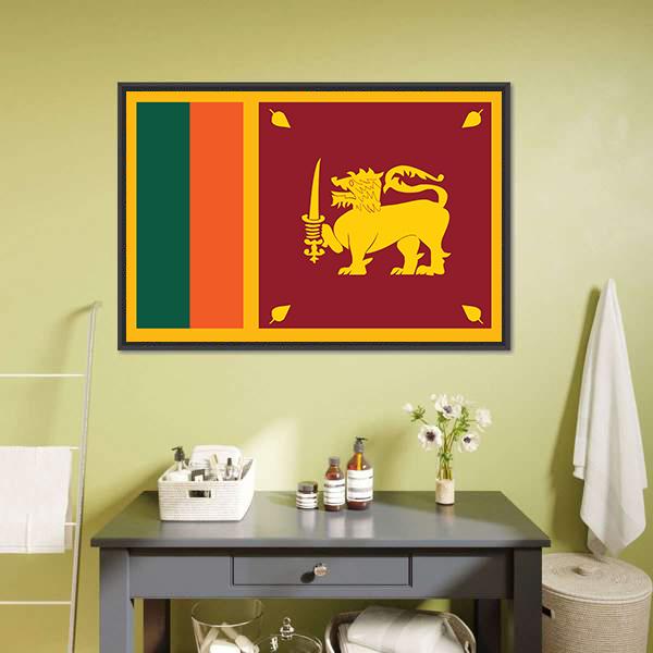 Sri Lanka Flag Canvas Wall Art-1 Piece-Floating Frame-24" x 16"-Tiaracle