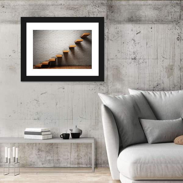Stairs On Brick Wall Canvas Wall Art-3 Horizontal-Gallery Wrap-25" x 16"-Tiaracle