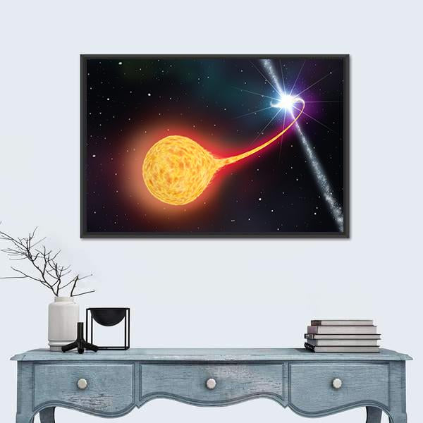 Star Absorption By A Black Hole Pulsar Canvas Wall Art-1 Piece-Floating Frame-24" x 16"-Tiaracle