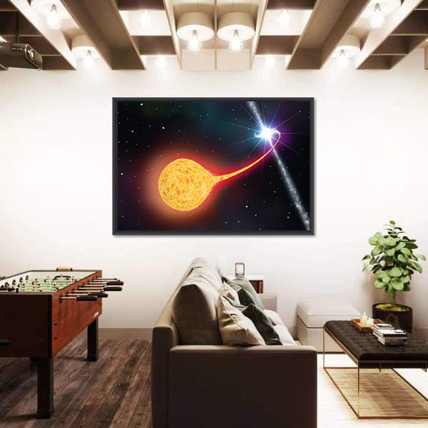 Star Absorption By A Black Hole Pulsar Canvas Wall Art-3 Horizontal-Gallery Wrap-25" x 16"-Tiaracle