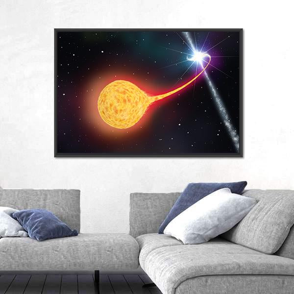 Star Absorption By A Black Hole Pulsar Canvas Wall Art-3 Horizontal-Gallery Wrap-25" x 16"-Tiaracle