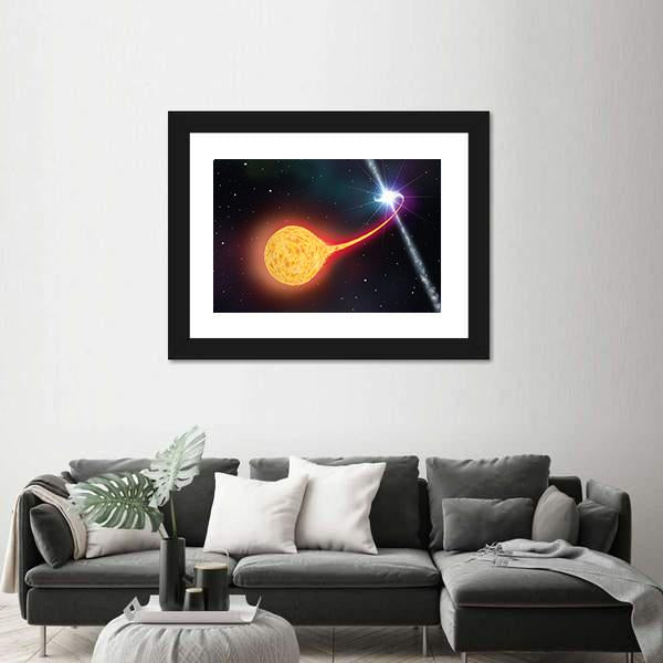 Star Absorption By A Black Hole Pulsar Canvas Wall Art-3 Horizontal-Gallery Wrap-25" x 16"-Tiaracle