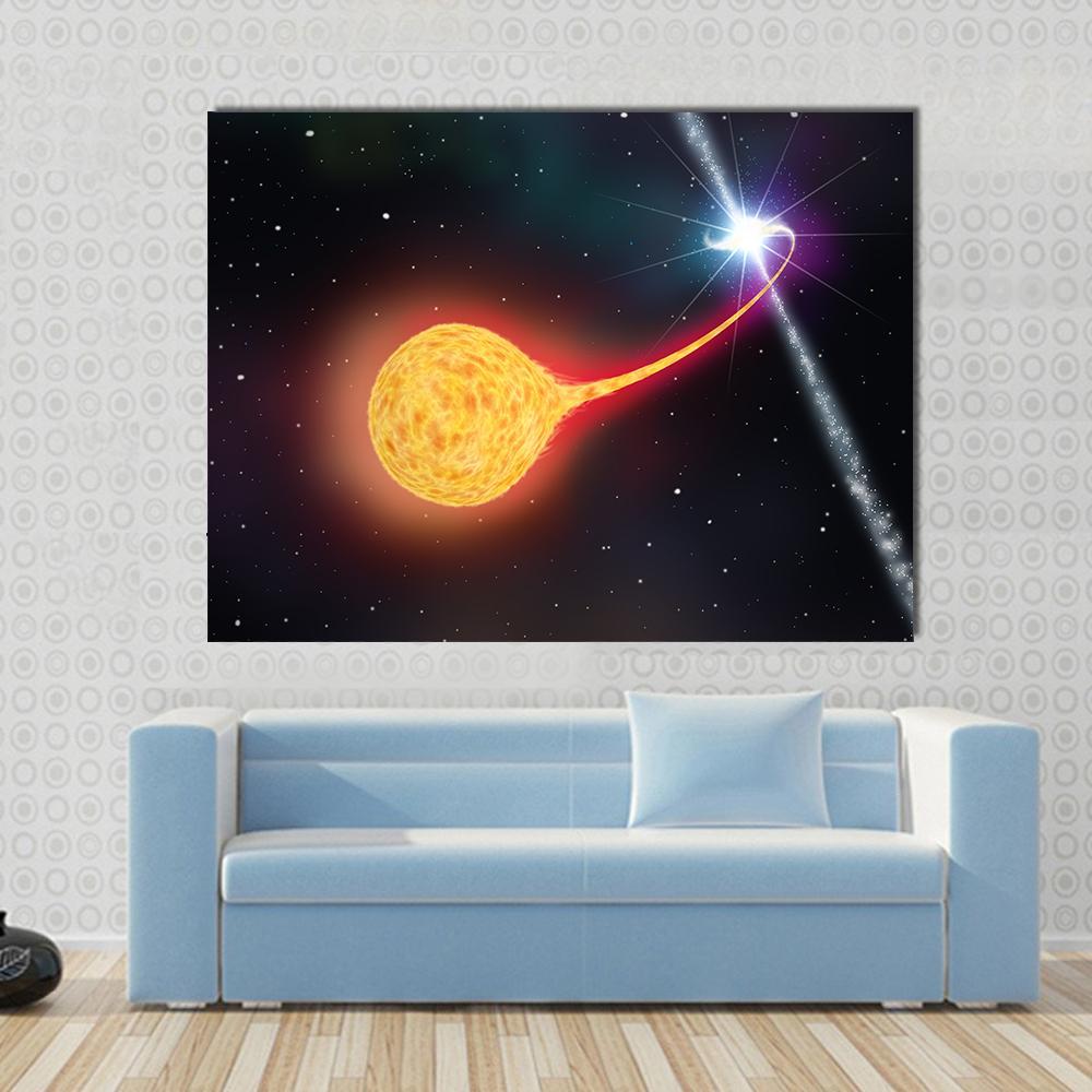 Star Absorption By A Black Hole Pulsar Canvas Wall Art-1 Piece-Gallery Wrap-48" x 32"-Tiaracle