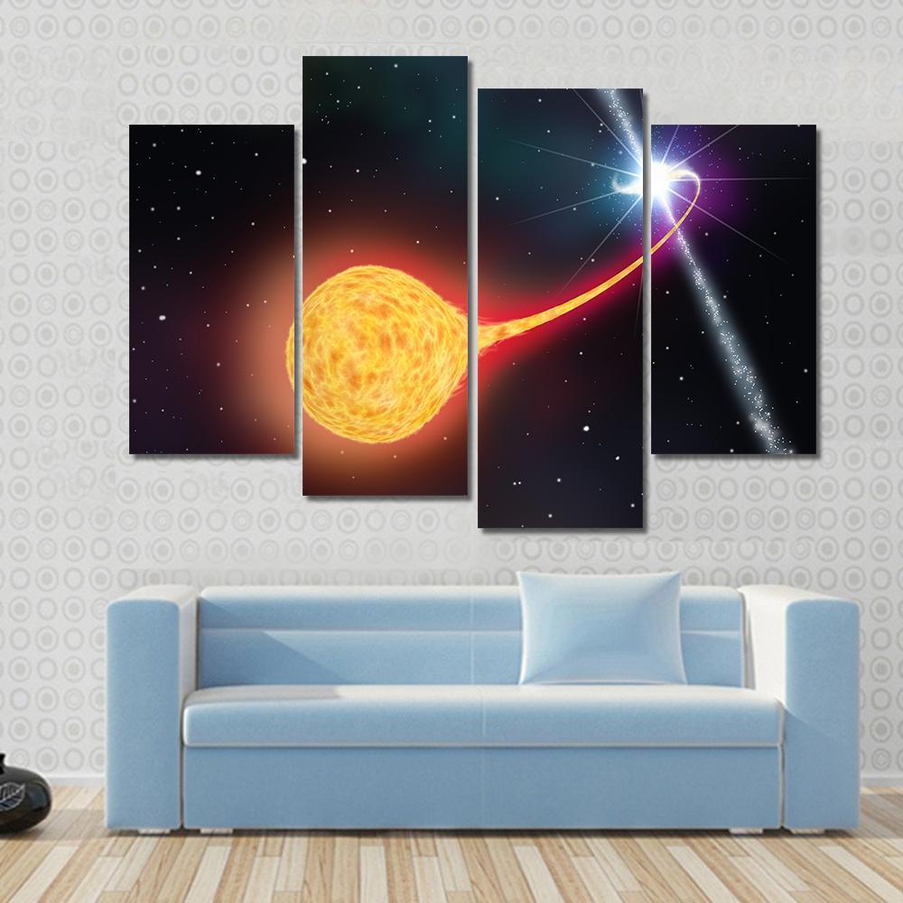 Star Absorption By A Black Hole Pulsar Canvas Wall Art-4 Pop-Gallery Wrap-50" x 32"-Tiaracle