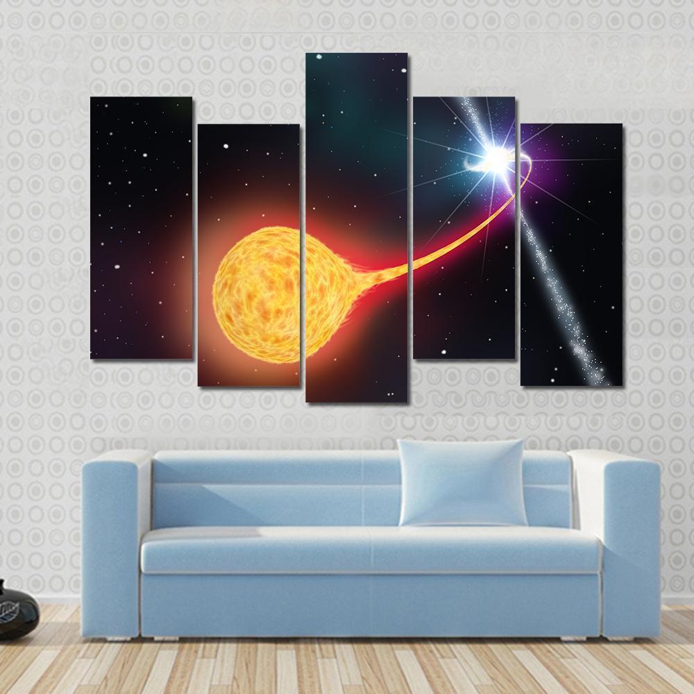 Star Absorption By A Black Hole Pulsar Canvas Wall Art-5 Pop-Gallery Wrap-47" x 32"-Tiaracle