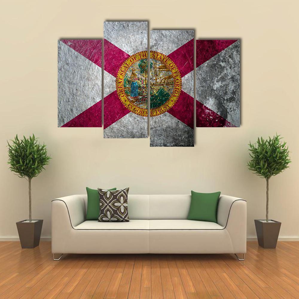 State Flag Of Florida Canvas Wall Art-4 Pop-Gallery Wrap-50" x 32"-Tiaracle